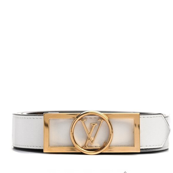 LOUIS VUITTON Monogram Dauphine 25mm Reversible Belt 85 34 White & LV Brown Tan - Picture 4 of 12